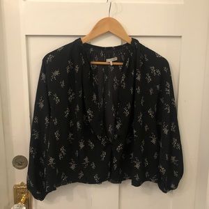 Oak + Fort black floral blouse size OS